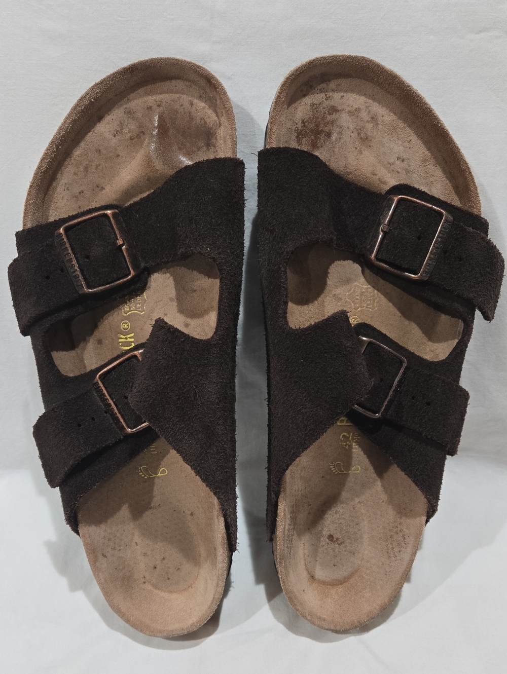 Birkenstock Arizona Classic Double Strap Suede Slide Sandals in Dark Brown